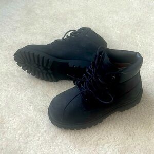 Black suede toddler Timberland Boots!  Only worn twice, like NEW! Size 9.5